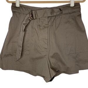 Ted Baker Shorts High Waisted Utility Belted Classic Olive Green Size 4